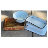 Vintage Enamel Ware Plus 7-Up Crate