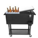 Karl home Black 80 Qt. Iron Beverage Wheeled Cooler with Shelf Customer Returns See Pictures