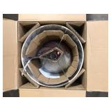 Hampton Bay Finch 22 in. Distressed White Ribbed Table Lamp with White Linen Shade   Customer Returns See Pictures