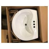 Glacier Bay Shelburne 8.2 in. Pedestal Sink Basin in White Vitreous China  Customer Returns See Pictures