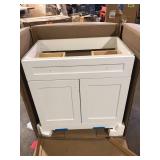 Glacier Bay Everdean 31 in. Single Sink White Bath Vanity (Top Not Included)  Customer Returns See Pictures