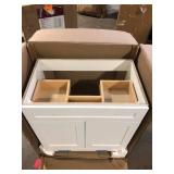 Glacier Bay Everdean 31 in. Single Sink White Bath Vanity (Top Not Included)  Customer Returns See Pictures