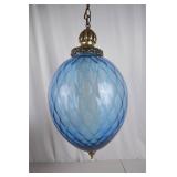 Vintage Blue Glass Swag Pendant Light, 12-Inch Globe