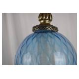 Vintage Blue Glass Swag Pendant Light, 12-Inch Globe