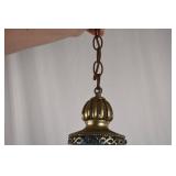 Vintage Blue Glass Swag Pendant Light, 12-Inch Globe