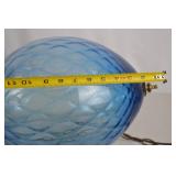 Vintage Blue Glass Swag Pendant Light, 12-Inch Globe
