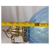 Vintage Blue Glass Swag Pendant Light, 12-Inch Globe