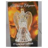 St George Crystal 8-Inch Angel Candlestick - Holiday Elegance