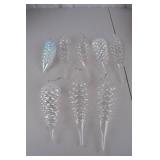 8 Glass Pine Cone Christmas Ornaments, Iridescent Finish