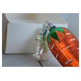 Holiday Ornament Lot: Glass Bear, Carrot, Bunny, Pine Cone, and More