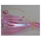 Lot of 9 Handblown Pink Glass Bird Ornaments