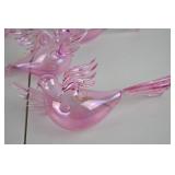 Lot of 9 Handblown Pink Glass Bird Ornaments