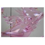 Lot of 9 Handblown Pink Glass Bird Ornaments