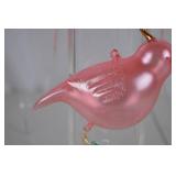 Set of 7 Glass Bird Ornaments with Pear Dangle