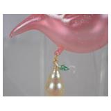 Set of 7 Glass Bird Ornaments with Pear Dangle