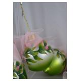 19 Hand Painted Glass Ornaments with Rose Design