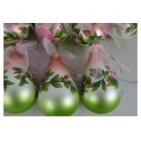 19 Hand Painted Glass Ornaments with Rose Design