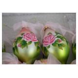 19 Hand Painted Glass Ornaments with Rose Design