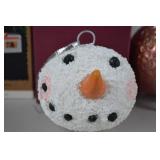 Holiday Christmas Decor Lot: Hallmark Ornament, Coca-Cola Ball, Snowman, Strawberry & Hat