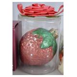Holiday Christmas Decor Lot: Hallmark Ornament, Coca-Cola Ball, Snowman, Strawberry & Hat