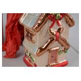 Christmas Winter Greetings Rustic Birdhouse Ornament, Made in Germany