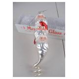 Mercury Glass Totem Santa Head Christmas Ornament with Box