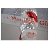Mercury Glass Totem Santa Head Christmas Ornament with Box