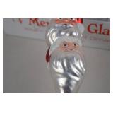 Mercury Glass Totem Santa Head Christmas Ornament with Box