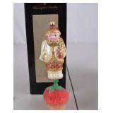Christopher Radko Santa Glass Christmas Ornament with Strawberry Base, Boxed