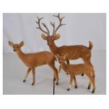 Set of 3 Flocked Deer Figurines - Buck, Doe, and Fawn