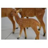 Set of 3 Flocked Deer Figurines - Buck, Doe, and Fawn