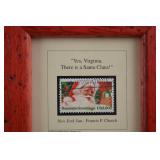 Framed Santa Claus Stamp Art with Holiday Quote