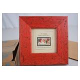 Framed Santa Claus Stamp Art with Holiday Quote