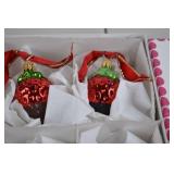 Set of 6 Kurt S. Adler Sweet Shoppe Strawberry Ornaments in Box