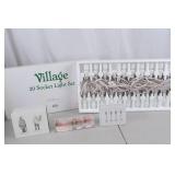 Village Decor Lot: 20 Socket Light Set, Figurines & Flamingo Ornaments
