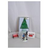 Department 56 Holiday Village Accessories: Brite Lites, Lamplighter, Bench, Sled & Fence