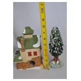 Dept 56 Heritage Village North Pole Series Reindeer Barn with Holly Tree