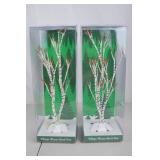 Pair of Village Winter Birch Tree Home Decor Accents in Box