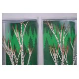 Pair of Village Winter Birch Tree Home Decor Accents in Box