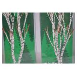 Pair of Village Winter Birch Tree Home Decor Accents in Box