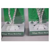 Pair of Village Winter Birch Tree Home Decor Accents in Box