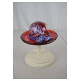 Fenton 100 Years Hand Painted Red Glass Hat Figurine (2005)