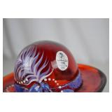 Fenton 100 Years Hand Painted Red Glass Hat Figurine (2005)
