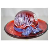 Fenton 100 Years Hand Painted Red Glass Hat Figurine (2005)