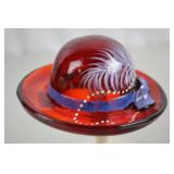 Fenton 100 Years Hand Painted Red Glass Hat Figurine (2005)