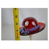 Fenton 100 Years Hand Painted Red Glass Hat Figurine (2005)