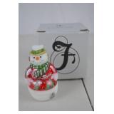 Fenton Hand Painted Snowman Figurine with Box