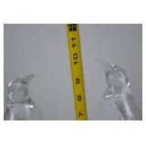 Pair of Glass Penguin Figurines, Frosted and Clear