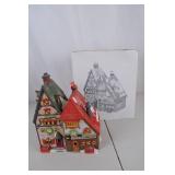 Painted Ceramic Village Houses with Snow, 9 inch