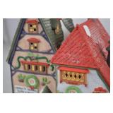 Painted Ceramic Village Houses with Snow, 9 inch